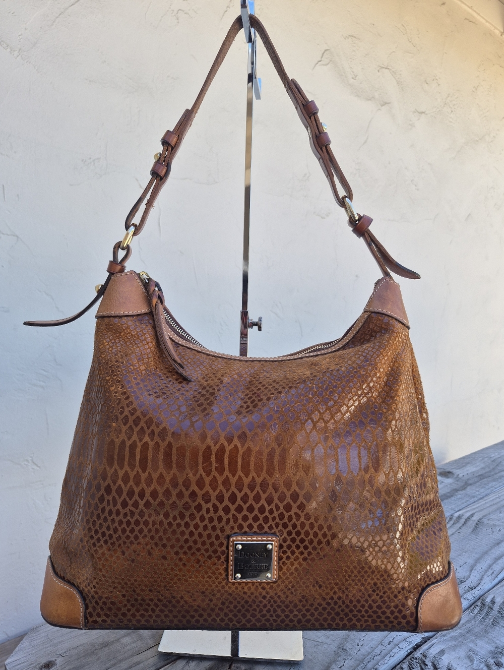 Dooney & Bourke Erica Snakeskin Hobo Shoulder Bag - Picture 3 of 14